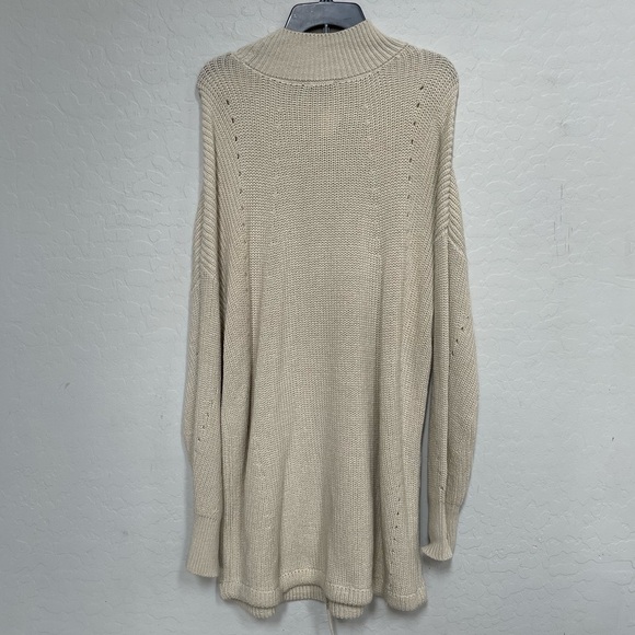 RDI Tunic Sweater Womens Large Mock Neck Kangaroo Pocket Ribbed Beige NWT large - Picture 7 of 8
